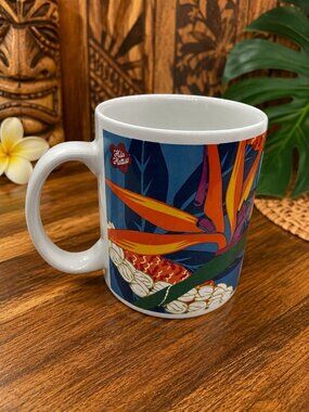 Vintage 1999 Hilo Hattie Hawaii Coffee Mug Paradise Tropical Floral